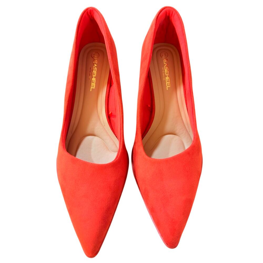 Easeheel Benassai Women’s Size 10 Red Faux Suede Pointed Toe Kitten Heel Pumps